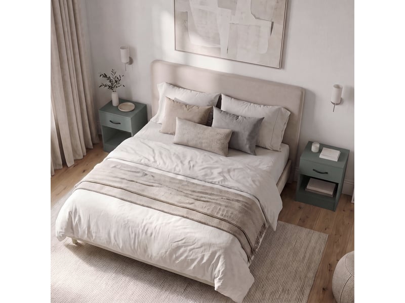  Table de chevet riano, commode de nuit, chambre, 47x40x36cm, set de 2, 1 tiroir, vert 3332396 - Conforama R