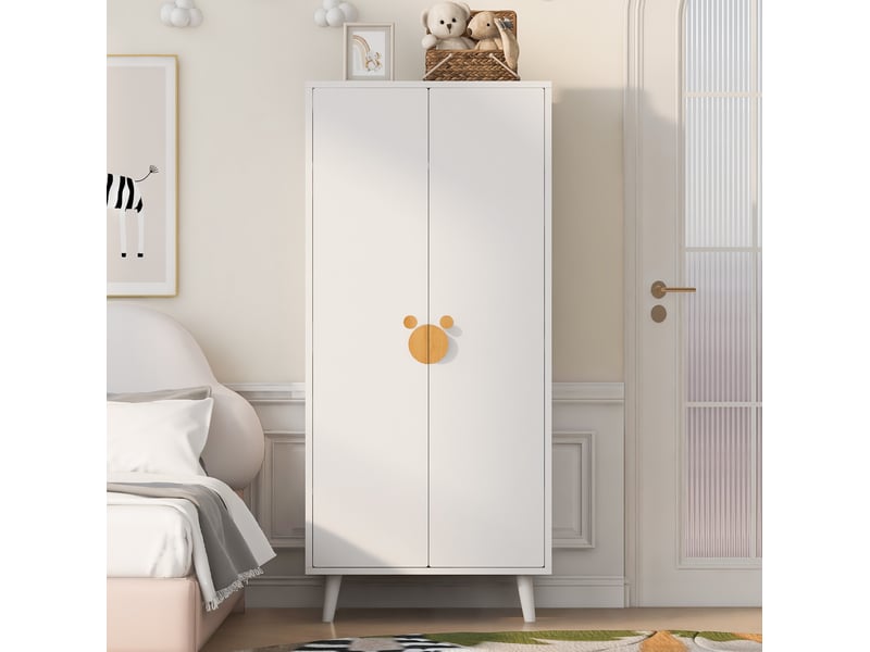  Armoire 2 portes tcqpz 140 x 55 x 170 cm rangement chambre mdf blanc  - Conforama E