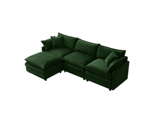 Canapé d'angle réversible fixe ULEVR 3 places Tissu vert
