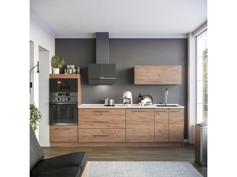  Vicco cuisine, chêne doréchêne doré, 280cm sans plan de travail  - Conforama E