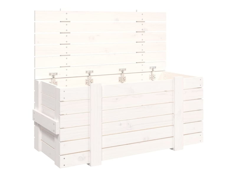  Boîte de rangement, coffre de rangement blanc 91x40,5x42 cm bois massif de pin  - Conforama A
