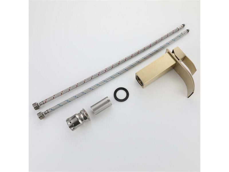  Mitigeur mono-trou lave-mains – levier unique, laiton, eau chaudefroide, finition or. Idéal pour lavabo et salle de bain.  - Conforama E