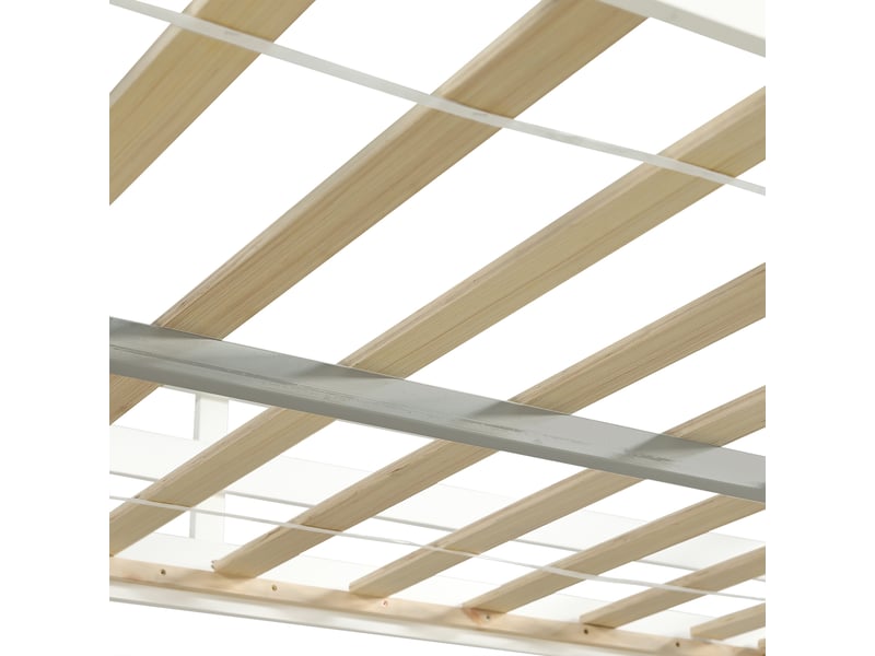 Lit mezzanine enfant 140x200 cm avec bureau en u et 2 tiroirs, bois et mdf, blanc naturel, sans matelas - Conforama R