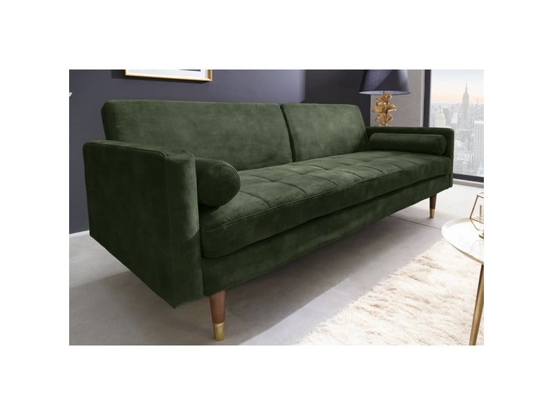  Canapé droit atelia vert foncé convertible – canapé-lit design en velours avec structure en bois massif  - Conforama B