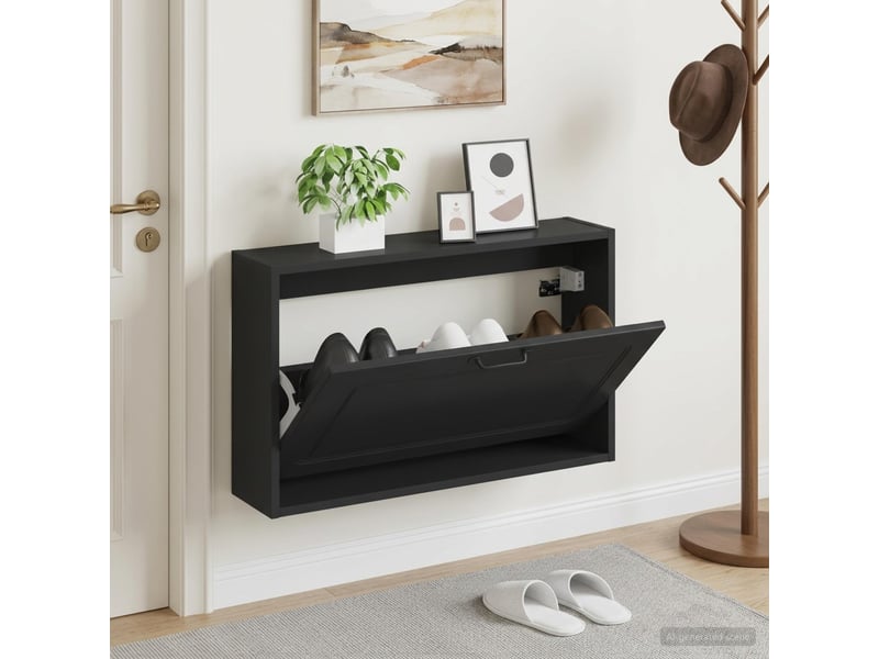  Meuble à chaussures mural, armoire à chaussures utrecht 71x17x43 cm noir  - Conforama B
