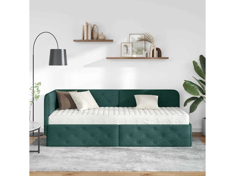 Lit simple- lit adulte - cadre de lit d'angle vert foncé 80 x 200 cm tissu - Conforama C