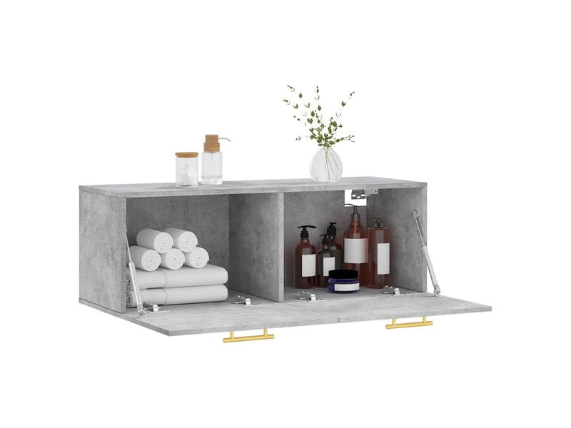  Armoire murale salon gris béton 100x36,5x35cm bois d'ingénierie shl544  - Conforama D