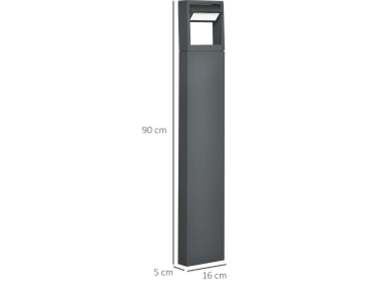  Lampe de jardin 16x5x90 cm led intégrée angle réglable métal gris  - Conforama E