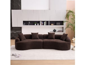 Canapé modulable incurvé 4 places 275x115x63 cm marron foncé en chenille, sans montage requis pour salon