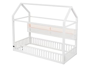 Lit cabane 90x200 cm <strong>MAISENTIEL</strong>  <strong></strong> coloris blanc