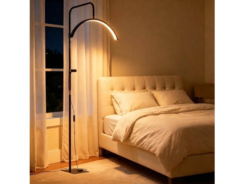  Lampadaire led demi-lune 77,5 x 20,5 x 136-186 cm – noir – 36 w dimmable, 7 températures  - Conforama E