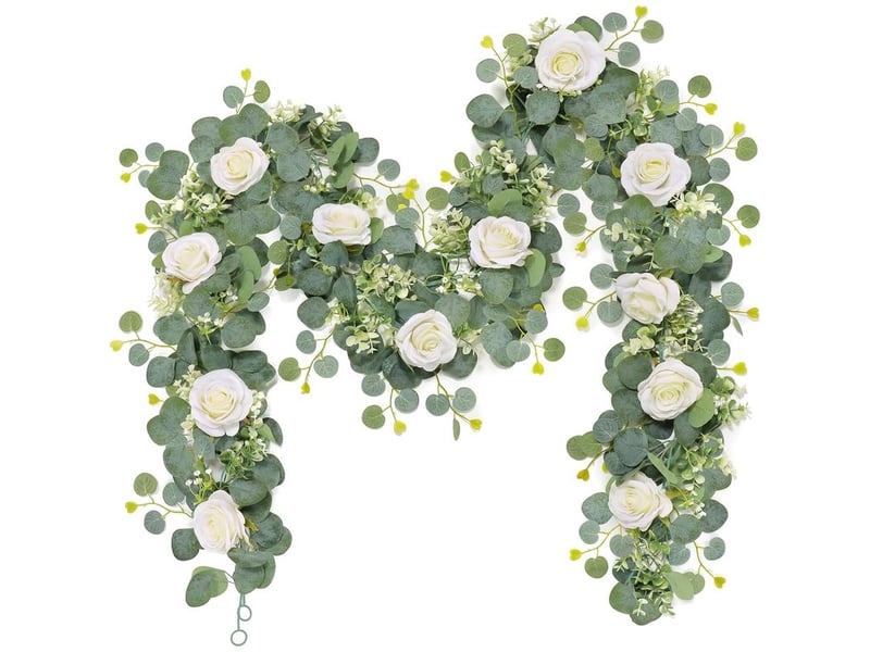  Guirlande fleurs artificielles faux rosier eucalyptus plante artificielle de fleur fausse plantes suspendues pour 2 pièces 1.8m  - Conforama A