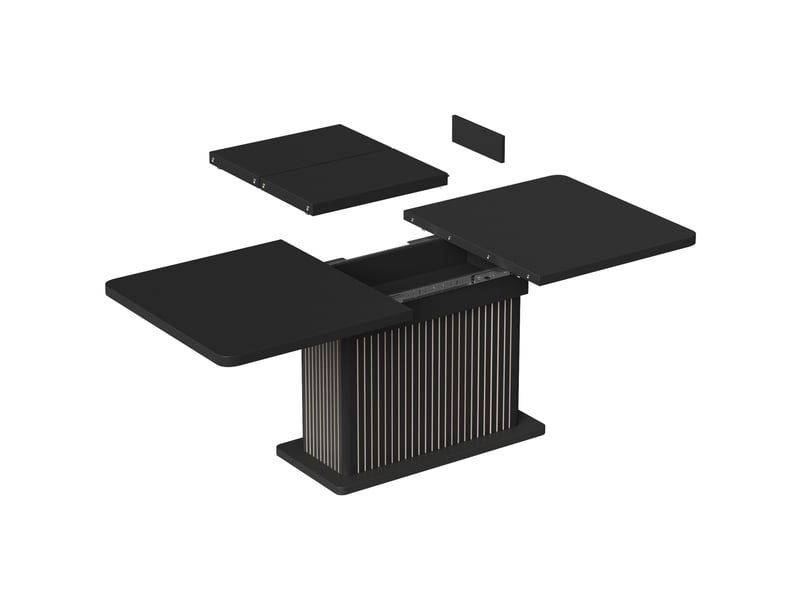 Table à manger extensible,120-160x80x76 cm,avec rangement,mdf,noir - Conforama D