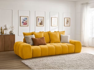 Canapé droit fixe BOBOCHIC EVEREST 3 places Tissu jaune