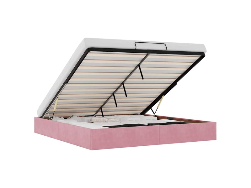 Lit double- lit adulte - cadre de lit ottoman sans matelas rose 180x200 cm velours - Conforama A