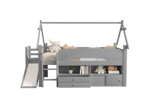 Lit avec rangement 90x200 cm HAVRYA   coloris gris