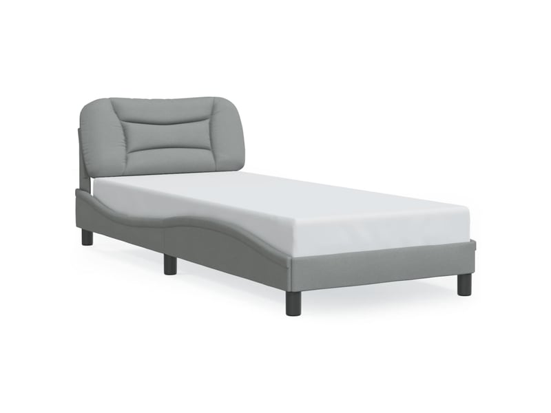  Lit simple- lit adulte -  cadre de lit avec led sans matelas hvar gris clair 80x200 cm tissu  - Conforama A