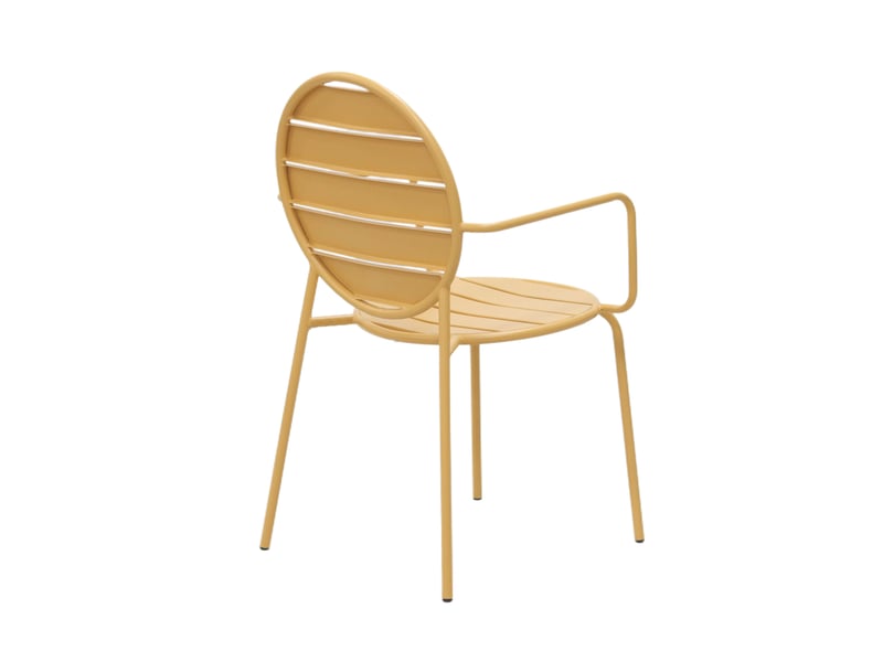  Lot de 4 fauteuils de jardin dossier rond en métal moutarde - baca  - Conforama D