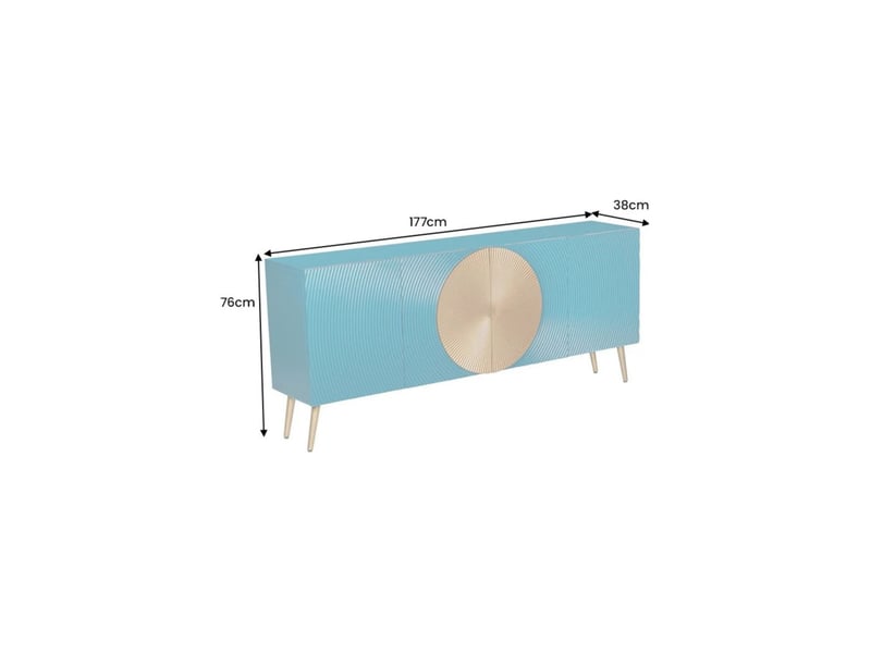  Buffet midori 177 cm – bois de manguier massif bleu et doré – 4 portes  - Conforama C