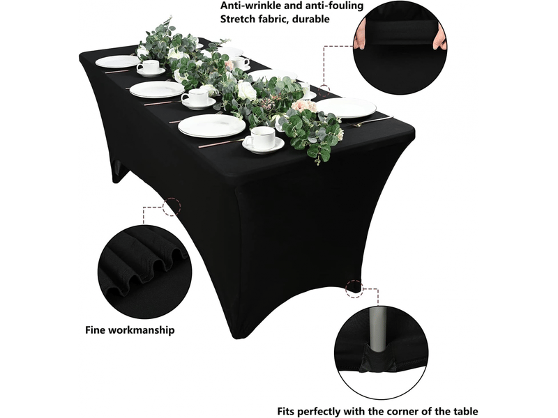  Housse de coussin - nappes noires en spandex 1, 80 m de long, extensibles et ajustées, idéales pour les mariages, les fêtes d'anniversaire et les banquets XLH-ZLS-009297ZLS - Conforama C
