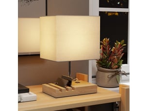 Lampe de chevet 25x20x40,5 cm ports usb-a et usb-c bois blanc