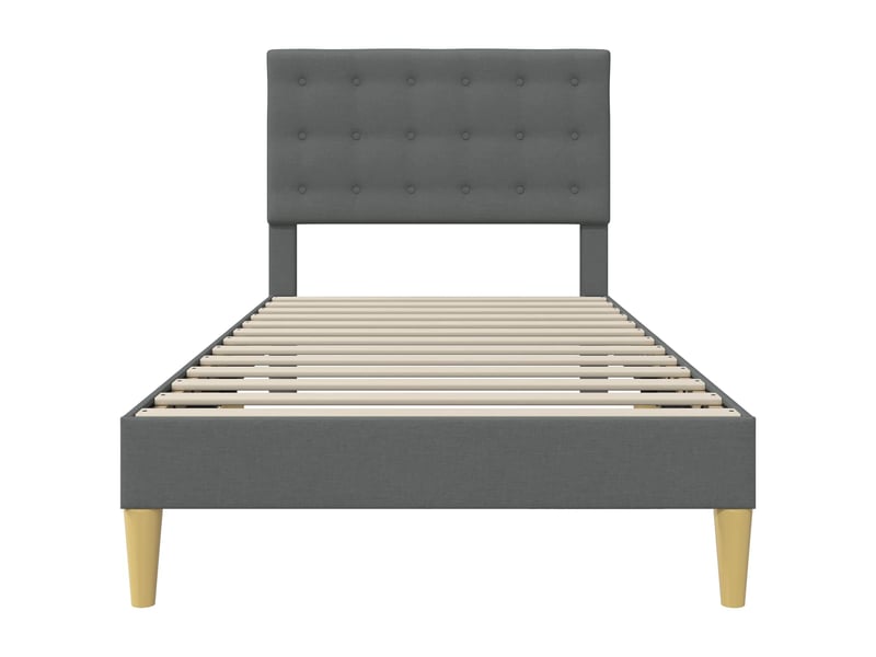  Lit simple- lit adulte -  cadre de lit avec tête de lit gris foncé 90 x 190 cm tissu  - Conforama C