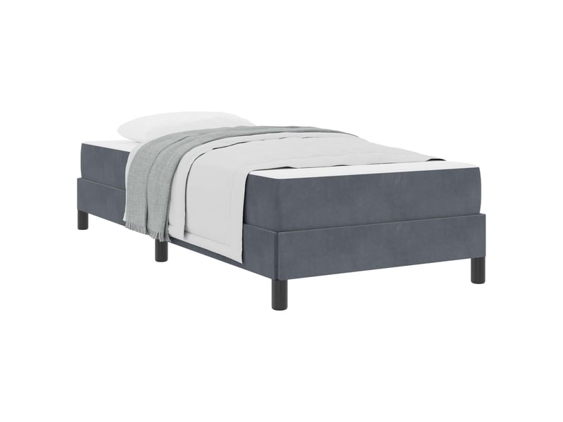  Lit simple- lit adulte -  lit à ressorts avec matelas gris foncé 80 x 200 cm tissu  - Conforama A