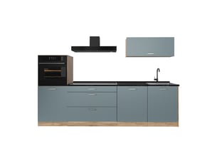Vicco cuisine, bleu-grischêne doré, 280cm plan de travail anthracite