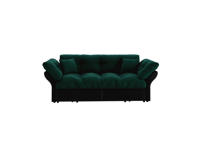  Canapé-lit convertible 3-en-1 vert en velours, 190 cm queen size, capitonné, 2 coussins, multifonctionnel  - Conforama A