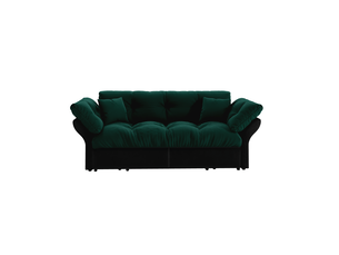 Canapé-lit convertible 3-en-1 vert en velours, 190 cm queen size, capitonné, 2 coussins, multifonctionnel
