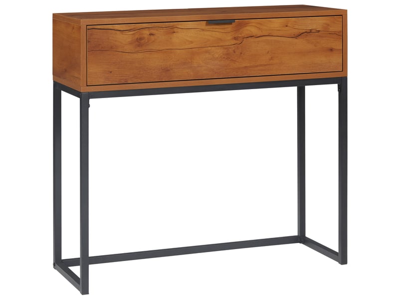  Table console 80x30x76 cm avec tiroir panneau de particules et métal bois naturel  - Conforama A