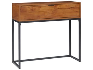 Table console 80x30x76 cm avec tiroir panneau de particules et métal bois naturel