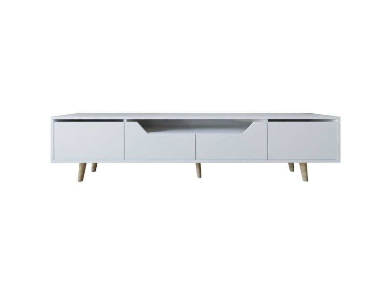  Meuble tv en aggloméré 180 x 29.8 x 48 cm roma blanc  - Conforama A