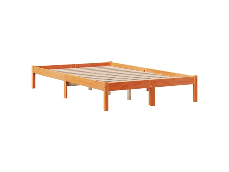  Lit double- lit adulte -  lit bibliothèque sans matelas  marron 135x190 cm pin massif  - Conforama D