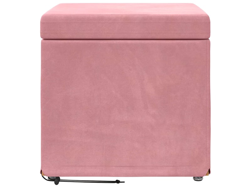  Tabouret bas, ottoman rose 41x41x40 cm velours et bois composite  - Conforama D