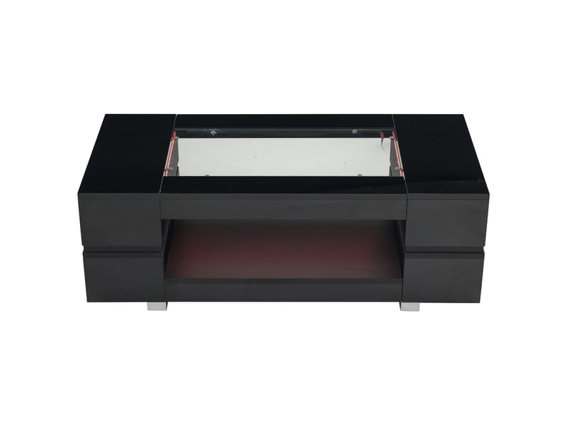  Table basse led design - noir - contrôle via application mobile - 60 000 couleurs led - design creux 100x50x35cm - Conforama R