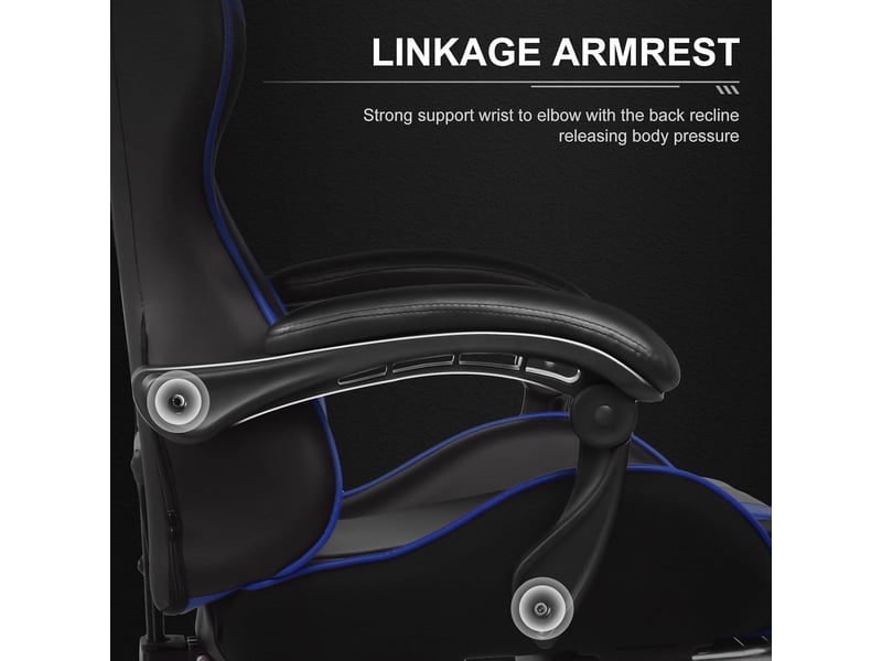  Gtplayer chaise de jeu ergonomique avec repose-pieds, réglable en hauteur - similicuir bleu GT800A-BL - Conforama C