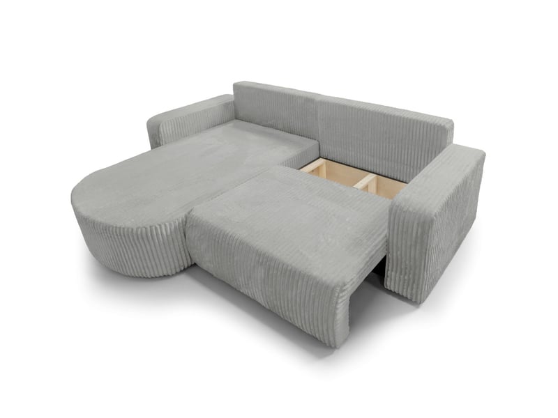  Kiara - canapé d'angle compact réversible et convertible 4 places en velours côtelé épais  - Conforama D