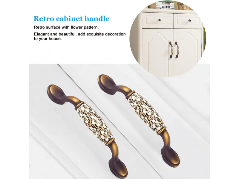  2 poignées de meubles vintage en alliage de zinc, poignée d'armoire de cuisine vintage, poignée de tiroir de meuble de salle de bain  - Conforama D