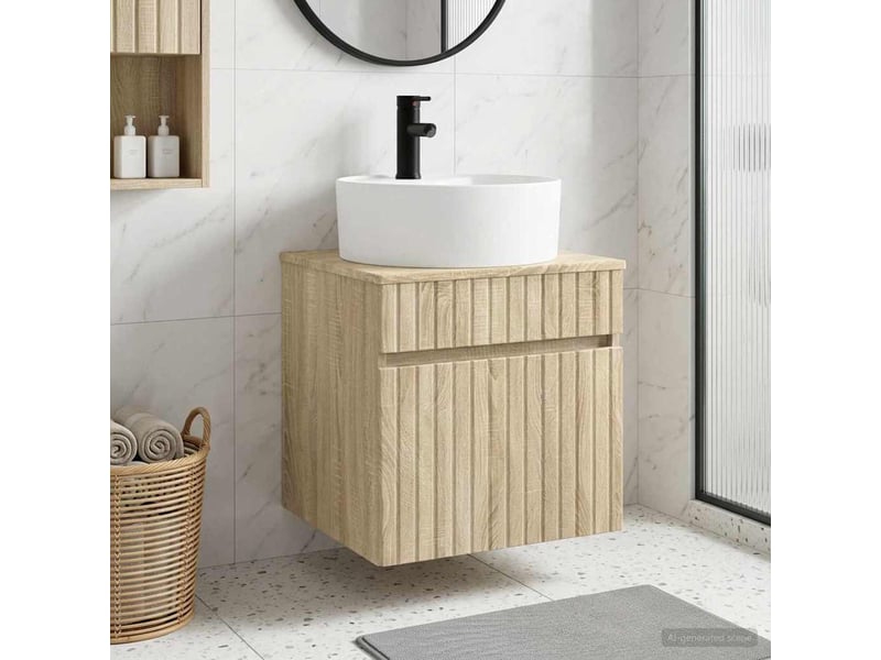  Meuble de lavabo mural, rangement salle de bain chêne sonoma 49x44.5x65 cm  - Conforama B