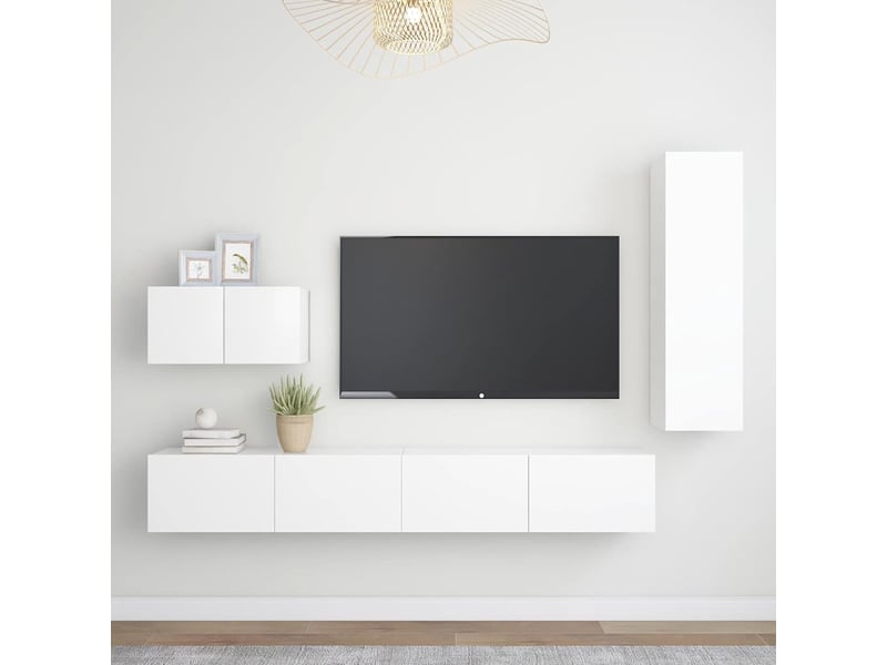  Ensemble de meubles tv 4 pcs blanc bois d'ingénierie shl27779  - Conforama B