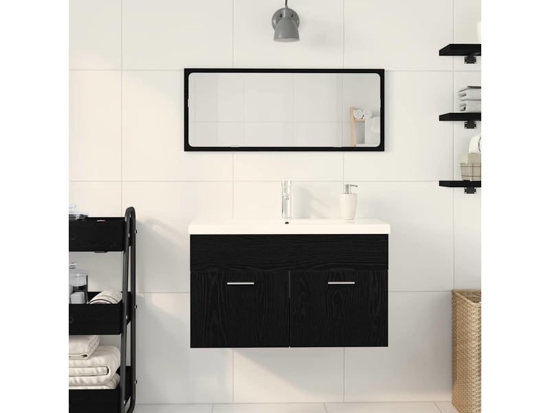 Armoire de salle de bain, cabinet de salle de bain chêne noir 90 x 38,5 x 46 cm cf65072 - Conforama D