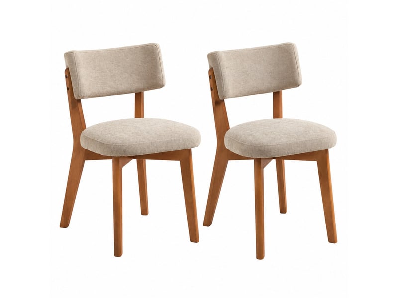 Lot de 2 chaises de salle à manger 54,5 x 47 x 77 cm en bois et tissu avec assise rembourrée beige chicfurn - Conforama A