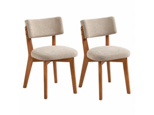 Lot de 2 chaises de salle à manger 54,5 x 47 x 77 cm en bois et tissu avec assise rembourrée beige chicfurn
