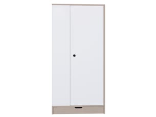 Armoire 1 porte avec étagères et tiroirs, bois et blanc, 70 x 40 x 170 cm