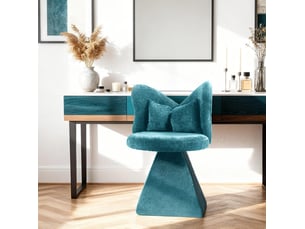 Chaise de salle à manger pivotante sans accoudoirs, dossier papillon en velours chenille bleu, 52 × 52 × 46 cm