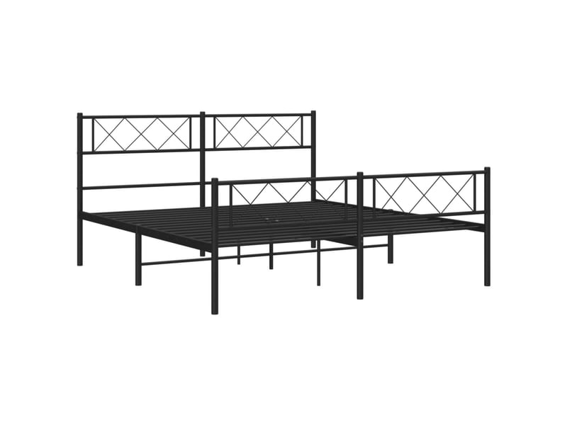  Lit double- lit adulte -  cadre de lit métal sans matelas avec pied de lit noir 140x190cm  - Conforama D