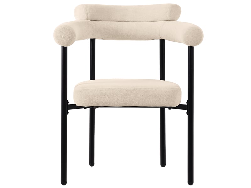  Chaise de salle à manger ergonomique avec assise large  - dossier incurvé, tissu effet daim beige  - Conforama A
