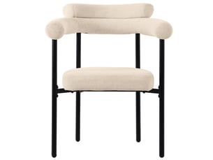 Chaise de salle à manger ergonomique avec assise large  - dossier incurvé, tissu effet daim beige