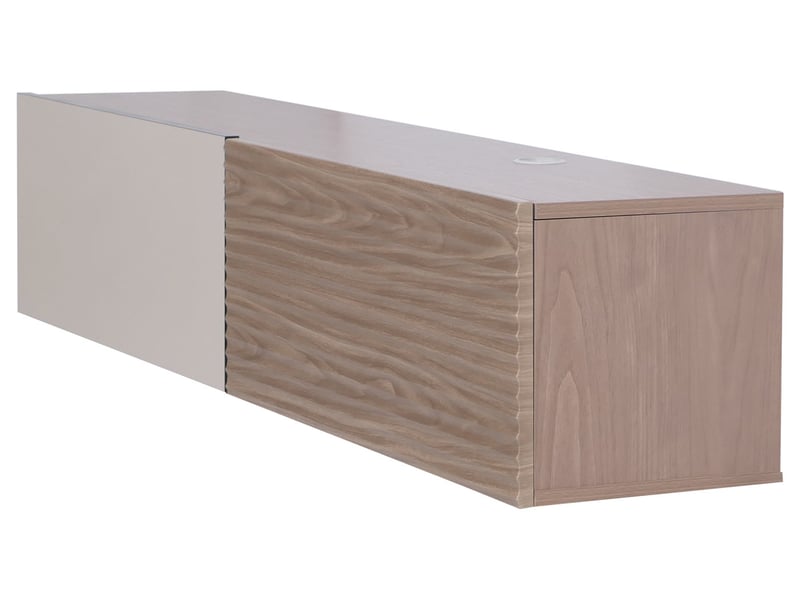  Meuble tv hwc-q84, meuble tv bas, fixation murale, compartiments rabattables, structure 3d, mdf mélaminé, 30 x 160 x 30 cm - aspect noyer clair  - Conforama E